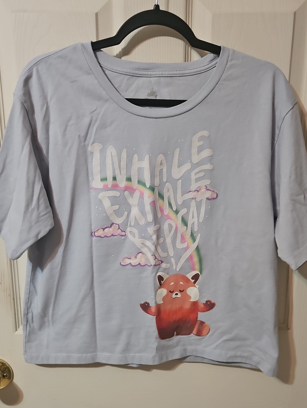 Turning RED 'Inhale Exhale Repeat' Crop Graphic Tee